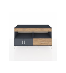 Kronos Konsol 2 Raflı 3 Çekmeceli 2 Kapaklı 176x59x99 Antrasit-Antrasit/Çam