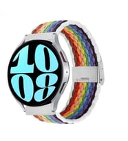 Sneezy Samsung Galaxy Watch 5 Pro R-920 İle Uyumlu 20mm Metal Klips Solo Fiberlink Örgü Kordon (Desenli Beyaz)