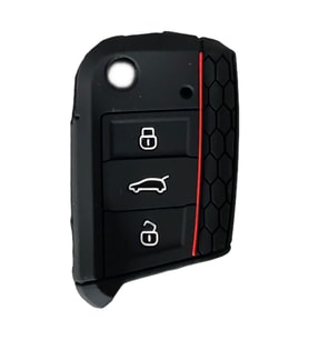 Space Silikon Anahtar Kabı- Volkswagen/Golf7 Siyah-Kırmızı çizgili / SYPD53