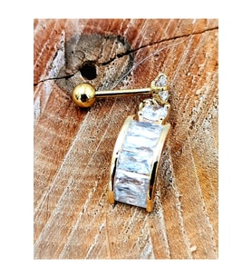 Çelik Zirkon Taşlı Piercing