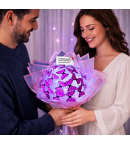 Solmayan Hediye Buket, Işıklı Kelebek Buketi (Pembe)