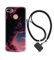 General Mobile GM8 Go GM9 GM20 Pro Plus Kılıf Boyun Askılı Silikon Wolf and Moon 1380