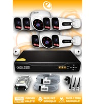 Elitcam 8 Kameralı Zebra 2 İç Kamera Set HDD'siz 5 MP Full HD Gece Görüşlü Güvenlik Kamerası Sistemi