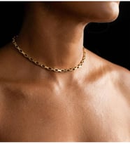 Dikdörtgen Zincirli Gold Choker Çelik Kolye Choker Serisi