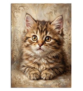 Kabarık Tüylü Yavru Kedi Dekoratif Kanvas - Mdf Ahşap Tablo
