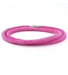 İKİ SIRA SARMA PEMBE ÖRGÜ İP ERKEK BİLEKLİK M007W
