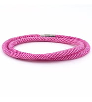 İKİ SIRA SARMA PEMBE ÖRGÜ İP ERKEK BİLEKLİK M007W