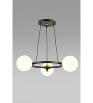 Siyah 3 Lü Halka Beyaz Glop Camlı Modern Avize