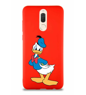 Huawei Mate 10 Lite Soft Premier Kapak Donald Duck-D Tasarımlı Silikon Kılıf - Kırmızı (Şeffaf)