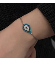 925 Ayar Gümüş Damla Nazar Kadın Bileklik