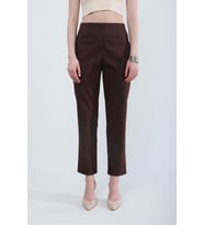 Kadın Beli Lastikli Likralı Yan Cepli Jean Pantolon Kahverengi