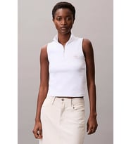 Calvin Klein Jeans Kadın Etiketli Kolsuz Yarım Fermuarlı Beyaz Bluz LV047C909G-YAA