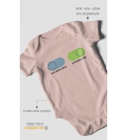 Uyku Modu Kapalı - Oyun Modu Açık  Baskılı Bebek Zıbını – Çıtçıtlı Body 8 Renk  %100 Pamuk Kısa Kol (Pastel Pembe)