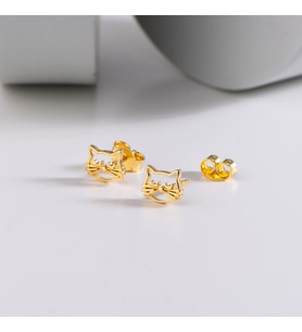 14 Ayar Altın Kedi Küpe 0,91 gr