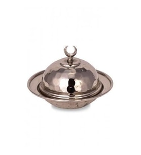 Turna Bakır Saka Yuvarlak Lokumluk 9 Cm El Dövme Nikel Turna5852-2