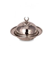 Turna Bakır Saka Yuvarlak Lokumluk 9 Cm El Dövme Nikel Turna5852-2