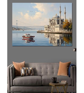 İstanbul Yeni Camii Vapur Deniz Dekoratif Kanvas - Mdf Ahşap Tablo