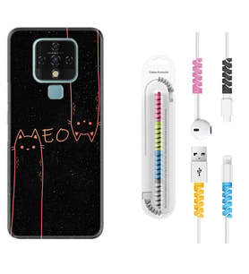 Tecno Camon 16 18P Pova 3 Pova Neo Kılıf Kablo Koruma Spiral Silikon Meow 1657