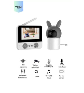 Bebek Kamerası Kumandalı Monitörlü Karşılıklı Konuşma Özellikli , Hatırlatıcılı Ip Bebek Kamerası