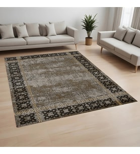 Eliana Home Dijital Baskı Yıkanabilir Kaymaz Taban Salon Halısı Ve Yolluk LNA0823-FNL33 (Kahverengi)