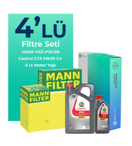 MANN Jaguar XF 3.0 Benzinli Filtre Bakım Seti Castrol Motor Yağlı (2007-2015) 4 Lü