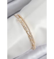 Pirinç Zirkon Taşlı Su Yolu Model Gold Renk Kadın Bileklik 5886 - LOHO7871-8096