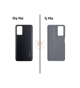 Oppo A96 Siyah Uyumlu Arka Kapak Arka Cam Batarya Pil Kapağı Lazer Kesim Back Cover