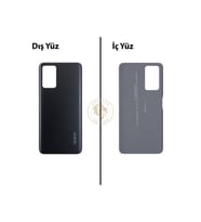 Oppo A96 Siyah Uyumlu Arka Kapak Arka Cam Batarya Pil Kapağı Lazer Kesim Back Cover