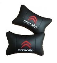 citroen koltuk başlık uyumlu yastık - 2 adet set - siyah deri logolu markalı spor görünüm - modifiye tuning aksesuar
