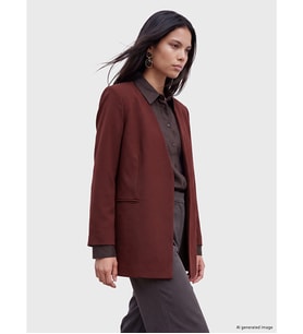 LCW Modest Bordo Oversize Kadın Ceket