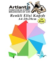 Elişi Kağıdı A4 10 Renk 1 Paket El işi Kağıdı 10 Lu Kreş Ana Sınıfı Okul Öncesi Sınıf Malzemesi (Karışık)