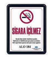 Sigara İçilmez Levhası A3 (30x42cm) Alüminyum çerçeveli (Siyah)