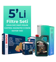 BOSCH Ford Tourneo Custom 2.0 Dizel Filtre Bakım Seti Castrol Motor Yağlı (2015-2023) 5 Li