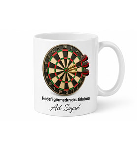 Dart Temalı Baskılı Kupa Bardak Hediye Dart Oyuncusu Özel Tasarım Porselen Mug