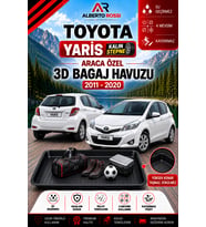 Toyota Yaris Kalin Stepne 2011 - 2020 Araca Özel 3D Bagaj Havuzu