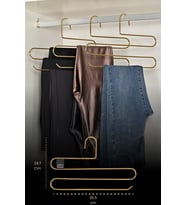 10'lu Parlak Altın 3 Katlı Pantolon Askılığı Dolap İçi Elbise Şal Eşarp Askılık Paslanmaz Metal