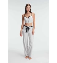 BraletSütyen Pamuklu Puantiye Desenli Desteksiz Dantel Detaylı Pijama Takımı (Karışık)