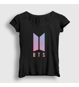 Presmono Kadın Siyah Purple Bts T-Shirt 22519tt