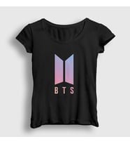 Presmono Kadın Siyah Purple Bts T-Shirt 22519tt