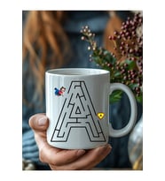 Labirentli Harf Şeklinde Kişiye Özel 3 Boyutlu Tasarım Seramik Kupa Mug - Hediyelik (Beyaz)