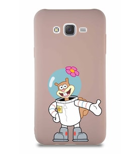 Samsung Galaxy J7 Core Soft Premier Kapak Sandy Tasarımlı Silikon Kılıf - Pudra (Şeffaf)