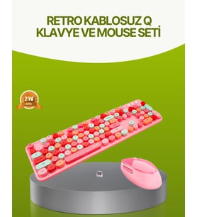 Bluetooth Retro Kablosuz Klavye Ve Mouse Seti – 3 Cihaz Bağlantılı, Sessiz Tuş, Uzun Pil Ömrü