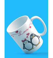 Love Penguenler Tasarım Baskılı Kupa (Beyaz)