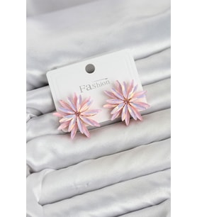 Lotus Model Pembe Renk Kristal Taşlı Kadın Küpe TJ-BKP11935