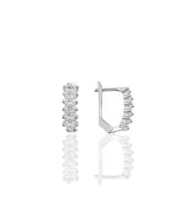 Söğütlü Silver Gümüş Baget taşlı rodyumlu j küpe modeli küpe