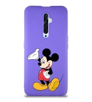 Oppo Reno 2Z Soft Premier Kapak Mickey Mouse-C Tasarımlı Silikon Kılıf - Mor (Şeffaf)