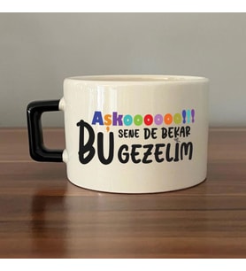 Aşkoooooo Baskılı Siyah Kulplu C Fincan