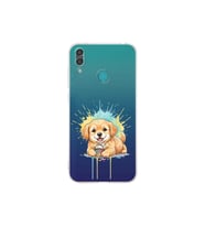 Huawei Y7 2019 ile Uyumlu Splash Köpek Tasarımlı Şeffaf Silikon Kılıf