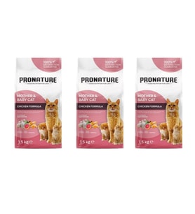 Pronature Mother & Baby Tavuk Etli Kuru Kedi Maması 1,5 Kg*3 Adet (Kahverengi)
