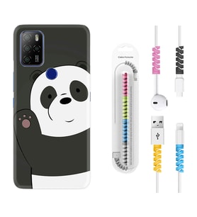 Omix X300 X500 X400 X600 X700 Kılıf Kablo Koruma Spiral Silikon Hello Panda 1709
